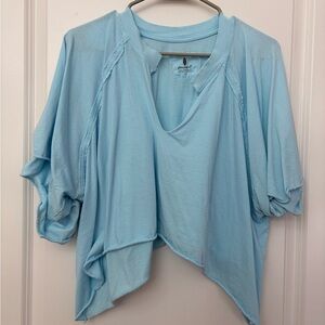 Free People Light Blue Asymmetrical Top